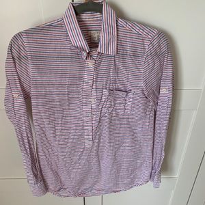J Crew half button stripe shirt
